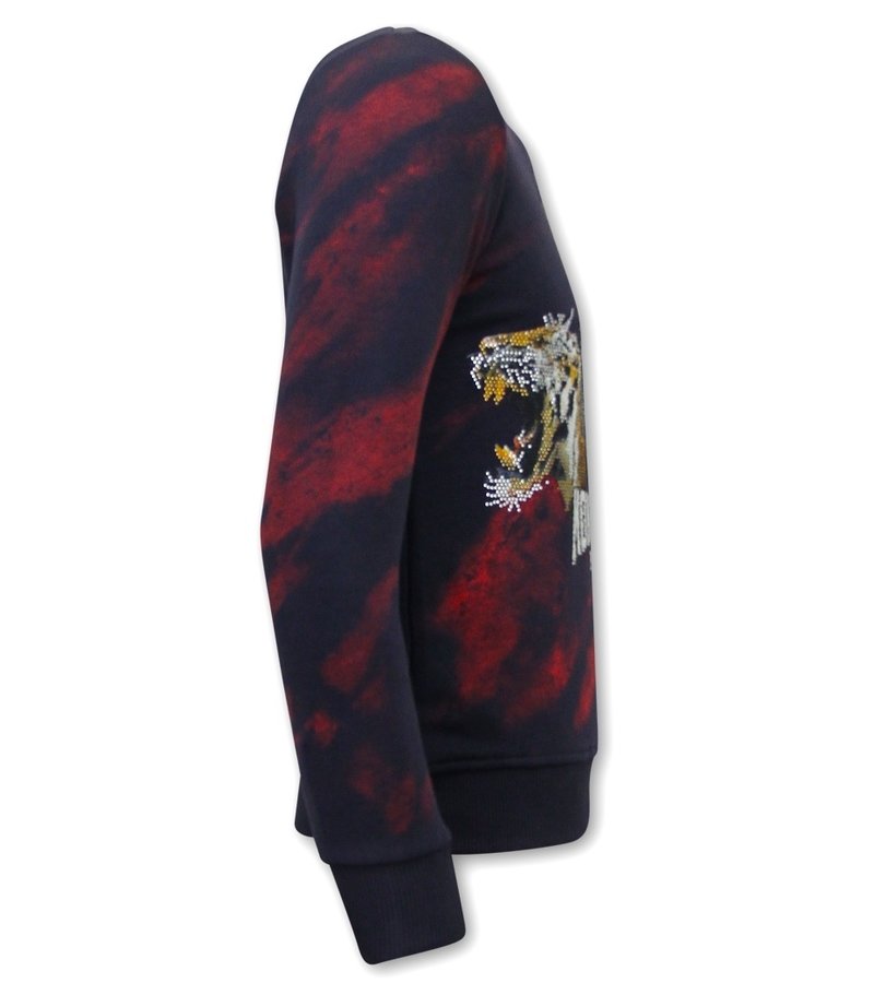 True Rise Sweatshirt Herr Skull Tiger - 3680 - Röd