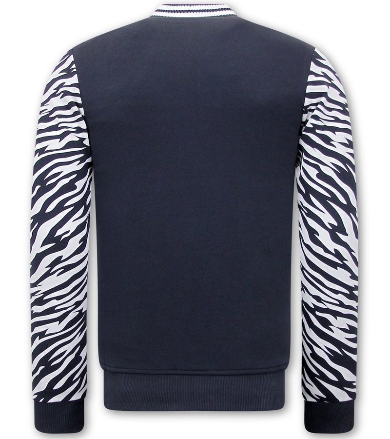 True Rise Cardigan För Män Med Tryck Tiger Design - 3689 - Blå