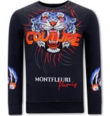 True Rise  Tjocktröja Herr Tiger Print - 3717 - Bla
