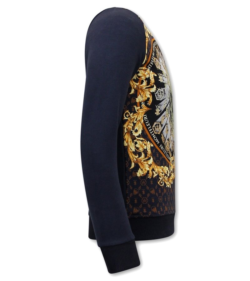 True Rise Heren Sweater met PriHerrtröjor Skull Strass - 3796 - Blant - Skull Strass - 3796 -Blauw