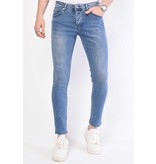 True Rise Slim Fit Snygga Jeans För Herr - DC-015 - Bla