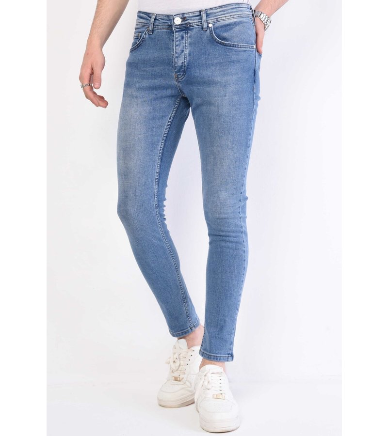 True Rise Slim Fit Snygga Jeans För Herr - DC-015 - Bla