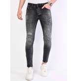 Local Fanatic Jeans Med Färgstänk Herr Slim Fit - 1069 - Gra