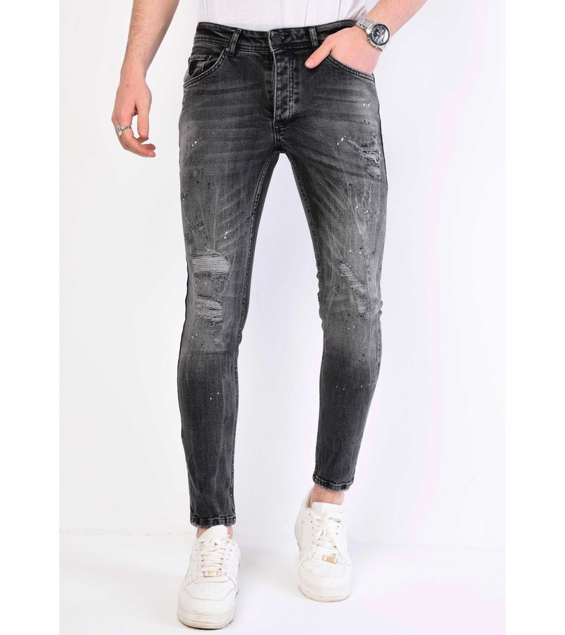 Local Fanatic Jeans Med Färgstänk Herr Slim Fit - 1069 - Gra