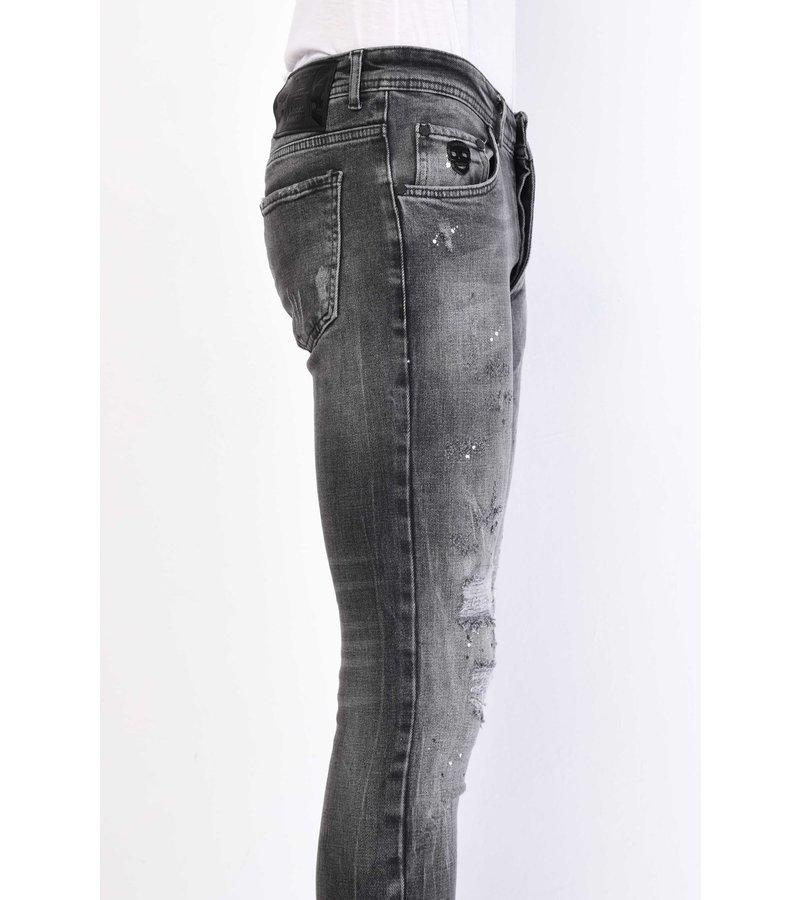 Local Fanatic Jeans Med Färgstänk Herr Slim Fit - 1069 - Gra