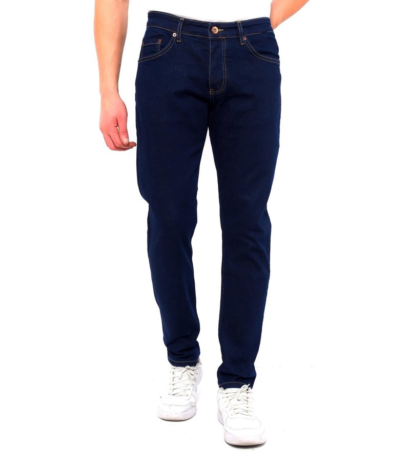 True Rise Enkla Jeans Slim Fit Stretch Herr  - DC-059 - Bla