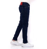 True Rise Enkla Jeans Slim Fit Stretch Herr  - DC-059 - Bla