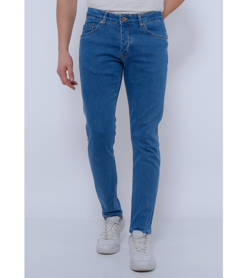 True Rise Klassiska Jeans Herr Slim Fit Stretch - DC-058 - Bla