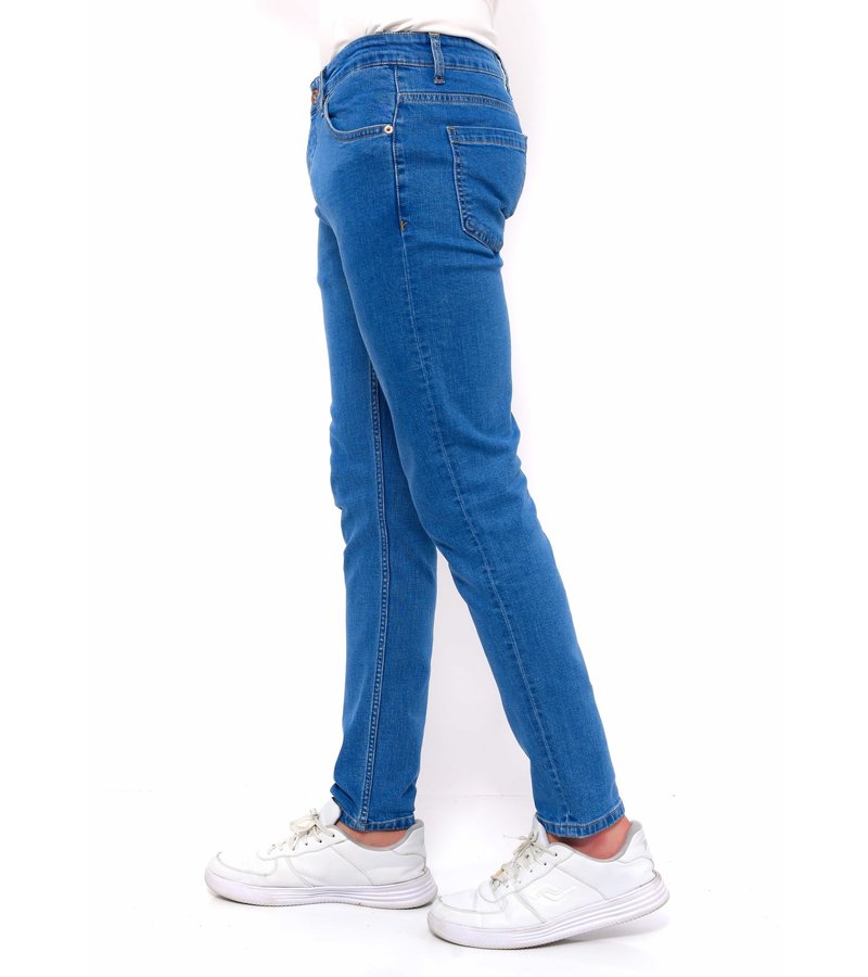 True Rise Klassiska Jeans Herr Slim Fit Stretch - DC-058 - Bla
