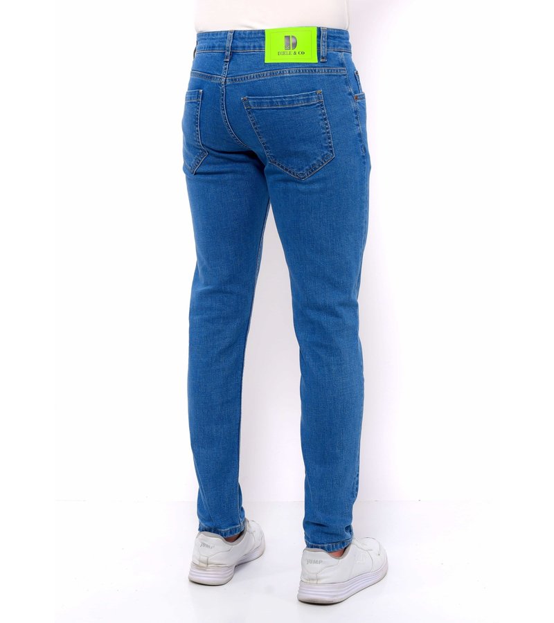 True Rise Klassiska Jeans Herr Slim Fit Stretch - DC-058 - Bla