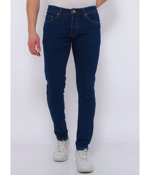 True Rise klassiska Stretch Jeans Herr Slim Fit - DC-056 - Bla