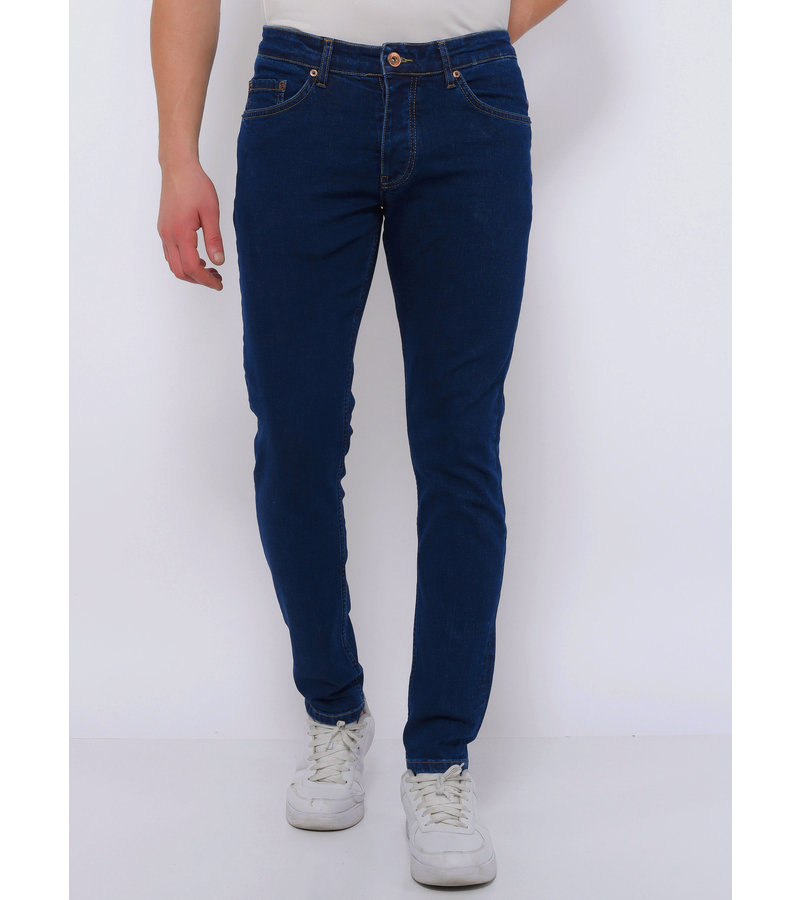 True Rise  klassiska Stretch Jeans Herr Slim Fit - DC-056 - Bla