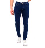 True Rise  klassiska Stretch Jeans Herr Slim Fit - DC-056 - Bla