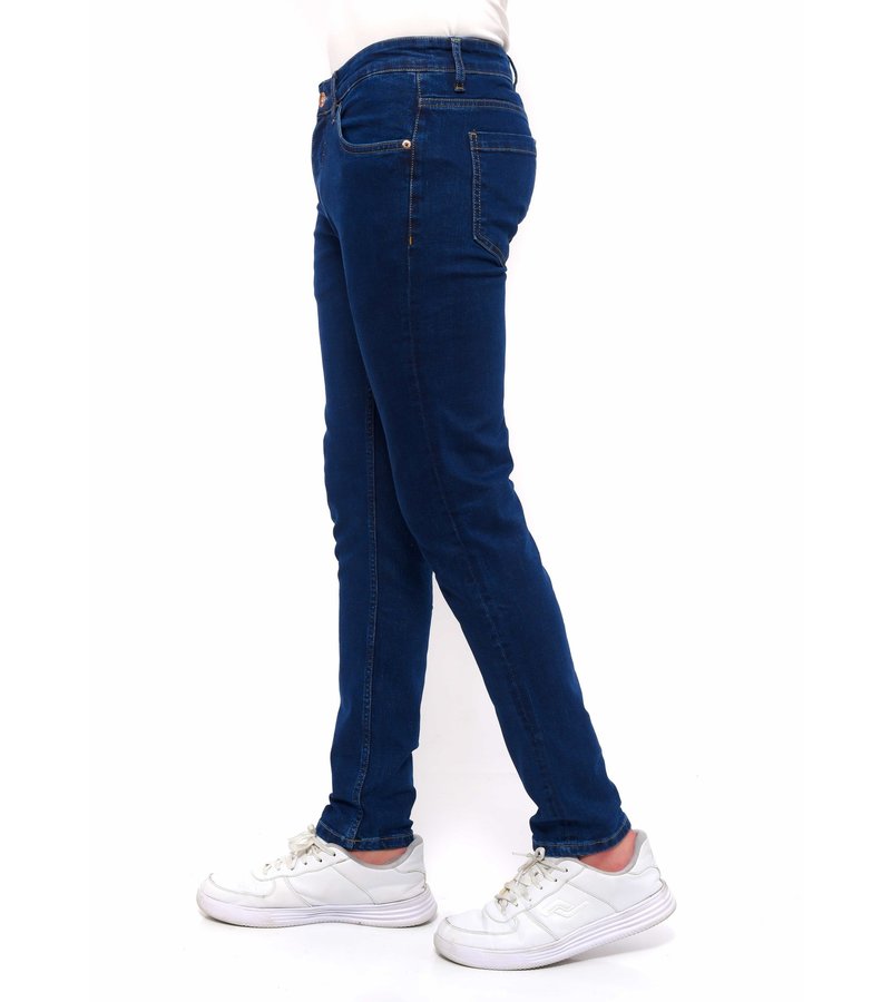 True Rise  klassiska Stretch Jeans Herr Slim Fit - DC-056 - Bla