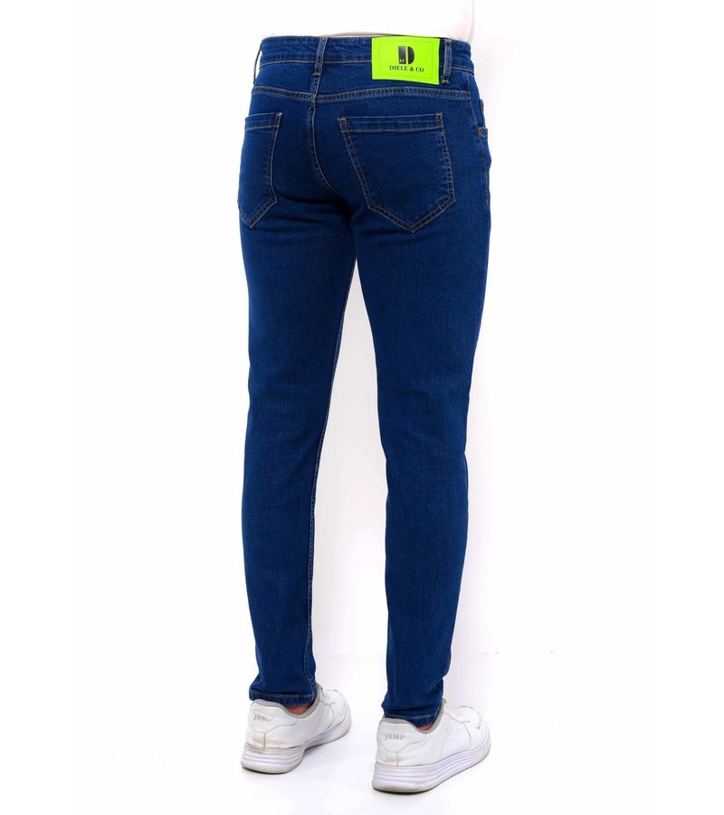 True Rise  klassiska Stretch Jeans Herr Slim Fit - DC-056 - Bla