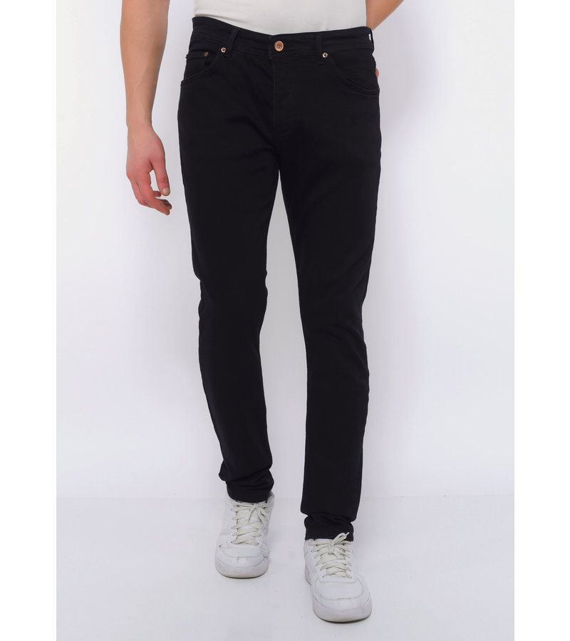 True Rise Klassiska Jeans Slim Fit Stretch - DC-052 - Svart