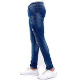 True Rise Jeans För Män Slim Fit - DC-048 - Bla