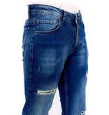 True Rise Jeans För Män Slim Fit - DC-048 - Bla