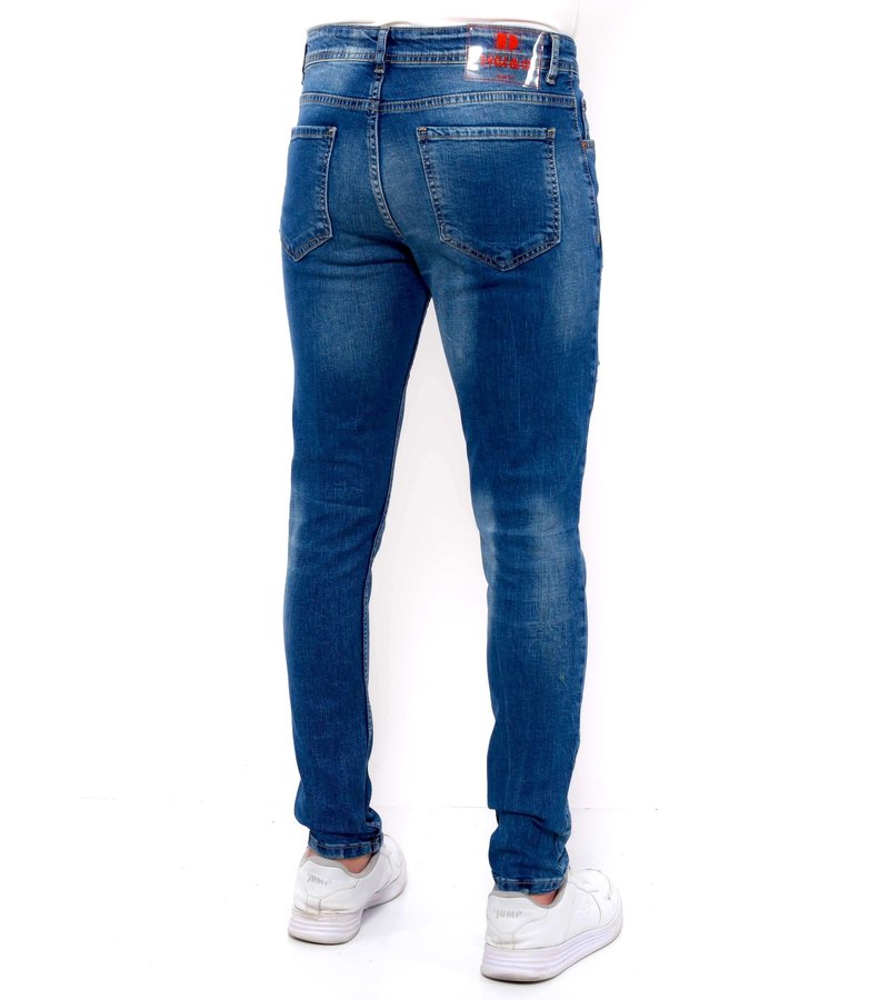 True Rise Jeans För Män Slim Fit - DC-048 - Bla
