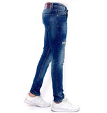 True Rise Jeans För Män Slim Fit - DC-048 - Bla