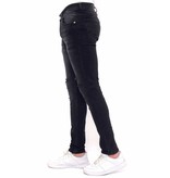 True Rise Jeans Med Slitning Slim Fit - DC-049 - Svart