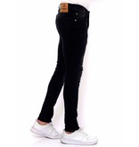 True Rise Jeans Med Slitning Slim Fit - DC-049 - Svart