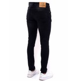 True Rise Jeans Med Slitning Slim Fit - DC-049 - Svart