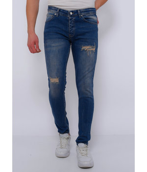 True Rise Ripped Jeans Herr Slim Fit Strech - DC-046 - Bla