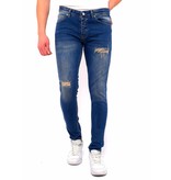 True Rise Ripped Jeans Herr Slim Fit Strech - DC-046 - Bla