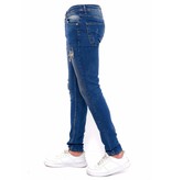 True Rise Ripped Jeans Herr Slim Fit Strech - DC-046 - Bla