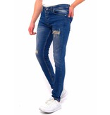 True Rise Ripped Jeans Herr Slim Fit Strech - DC-046 - Bla