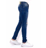 True Rise Ripped Jeans Herr Slim Fit Strech - DC-046 - Bla