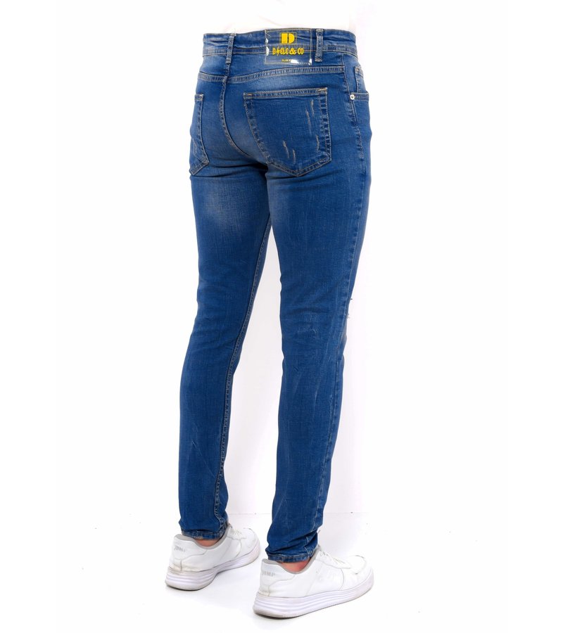 True Rise Ripped Jeans Herr Slim Fit Strech - DC-046 - Bla