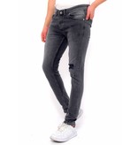 True Rise Slim Fit Slitna Jeans Med Färgstänk - DC-054 - Gra