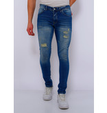 True Rise  Slim Fit Strech Jeans Herr Ripped - DC-045 - Bla