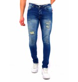 True Rise  Slim Fit Strech Jeans Herr Ripped - DC-045 - Bla