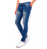 True Rise  Slim Fit Strech Jeans Herr Ripped - DC-045 - Bla