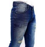 True Rise  Slim Fit Strech Jeans Herr Ripped - DC-045 - Bla