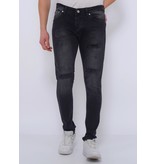 True Rise Jeans Ripped Herr Slim Fit Strech - DC-053 - Svart