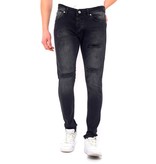 True Rise Jeans Ripped Herr Slim Fit Strech - DC-053 - Svart