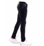 True Rise Jeans Ripped Herr Slim Fit Strech - DC-053 - Svart