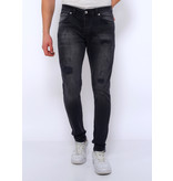 True Rise Jeans Med Färgstänk Herr Slim Fit Strech - DC-051 - Svart