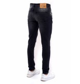 True Rise Jeans Med Färgstänk Herr Slim Fit Strech - DC-051 - Svart