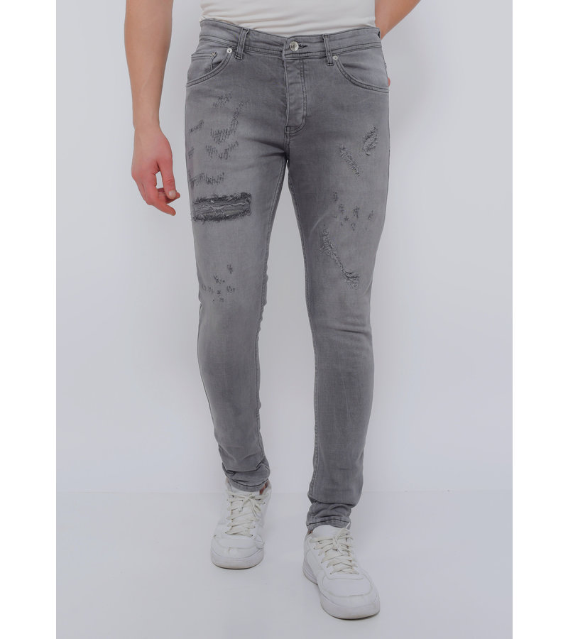 True Rise Stretch Jeans Herr Slim Fit -DC-055- Gra