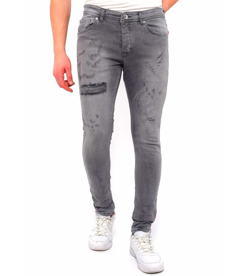 True Rise Stretch Jeans Herr Slim Fit -DC-055- Gra