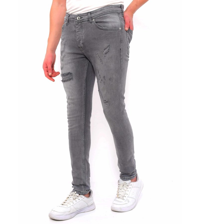 True Rise Stretch Jeans Herr Slim Fit -DC-055- Gra