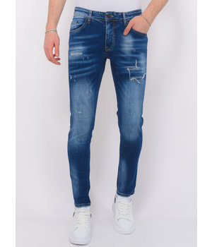 Local Fanatic Blue Ripped Jeans Herr Slim Fit -1081
