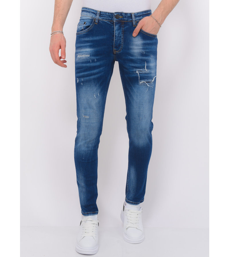 Local Fanatic Blue Ripped Jeans Herr Slim Fit -1081