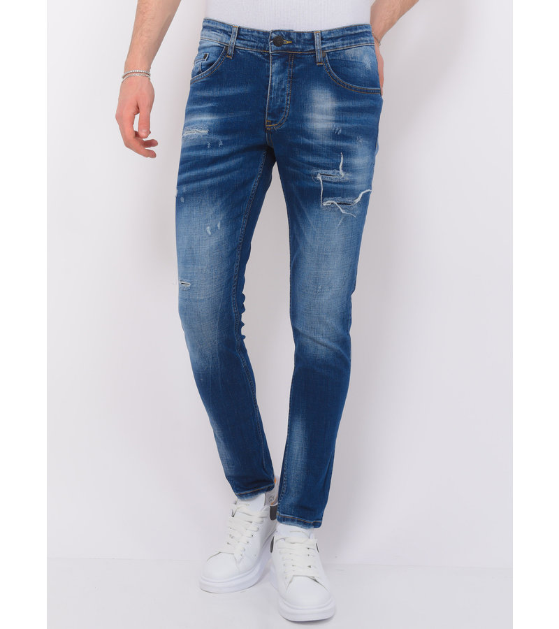 Local Fanatic Blue Ripped Jeans Herr Slim Fit -1081