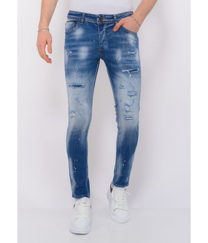 Local Fanatic Ripped Stonewashed Jeans Herr Slim Fit -1073 - Bla